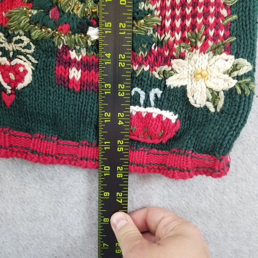 VTG Tiara International Christmas Sweater Womens M Heavy Embroidered Cardigan - Picture 7 of 9
